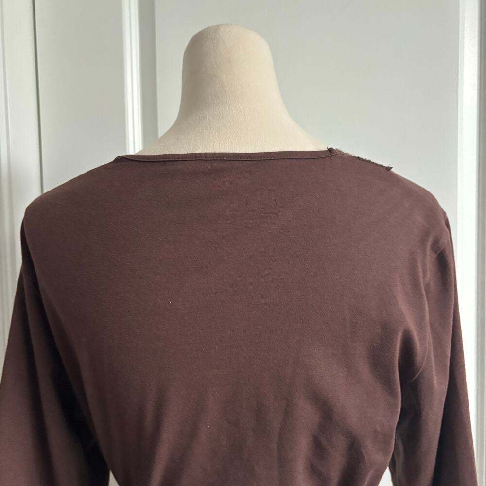 Y2K Brown Wrap Top Lace Balletcore Soft Girl Cropped L Ballerina Jason Maxwell - Picture 8 of 12